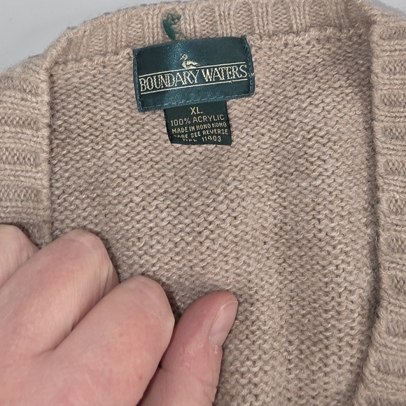 Boundry Waters Argyle Knit V-Neck Sweater Vest Beige Blue Size XL CD-3267 - Picture 3 of 6